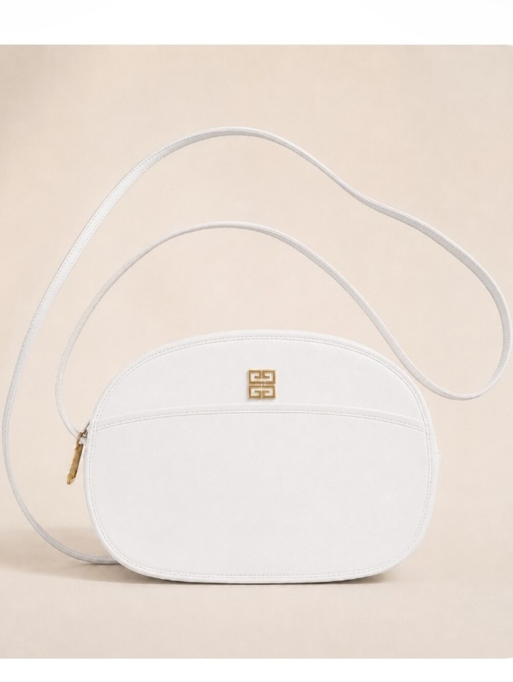 GIVENCHY VINTAGE WHITE LEATHER 4G LOGO CROSSBODY BAG GOLD HARDWARE